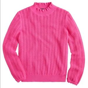 J. Crew Pointelle Ruffle Mockneck Sweater